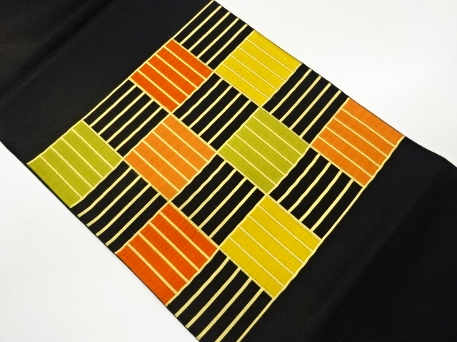 JAPANESE FUKURO OBI / KIN-TOSHI / WOVEN GRID